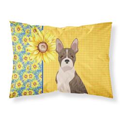 20.5 x 30 in. Summer Sunflowers Brindle Boston Terrier Fabric Standard Pillowcase