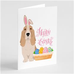 5 x 7 in. Lemon & White Tricolor Basset Hound Easter Greeting Cards & Envelopes, Pack of 8