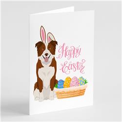 5 x 7 in. Red & White Border Collie Easter Greeting Cards & Envelopes, Pack of 8