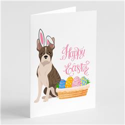 WDK4949GCA7P 5 x 7 in. Brindle Boston Terrier Easter Greeting Cards & Envelopes, Pack of 8