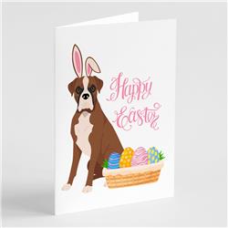 WDK4951GCA7P 5 x 7 in. Natural Eared Red Fawn Boxer Easter Greeting Cards & Envelopes, Pack of 8