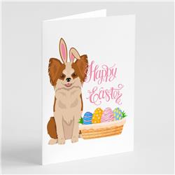 5 x 7 in. Longhaired Red & White Chihuahua Easter Greeting Cards & Envelopes, Pack of 8
