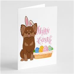 5 x 7 in. Longhaired Chocolate & Tan Chihuahua Easter Greeting Cards & Envelopes, Pack of 8