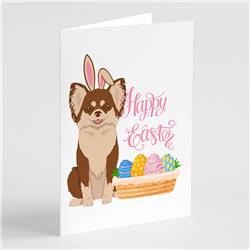 5 x 7 in. Longhaired Chocolate & White Chihuahua Easter Greeting Cards & Envelopes, Pack of 8