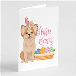 WDK4971GCA7P 5 x 7 in. Longhaired Gold & White Chihuahua Easter Greeting Cards & Envelopes, Pack of 8