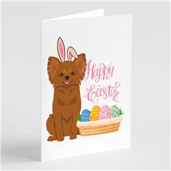 WDK4973GCA7P 5 x 7 in. Longhaired Red Chihuahua Easter Greeting Cards & Envelopes, Pack of 8