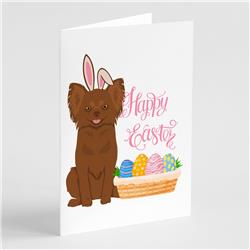 5 x 7 in. Longhaired Chocolate Chihuahua Easter Greeting Cards & Envelopes, Pack of 8