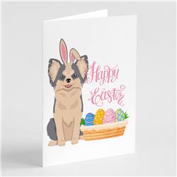 WDK4976GCA7P 5 x 7 in. Longhaired Blue & White Chihuahua Easter Greeting Cards & Envelopes, Pack of 8