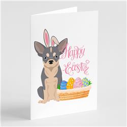 WDK4980GCA7P 5 x 7 in. Blue & White Chihuahua Easter Greeting Cards & Envelopes, Pack of 8