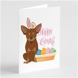 WDK4983GCA7P 5 x 7 in. Chocolate & Tan Chihuahua Easter Greeting Cards & Envelopes, Pack of 8