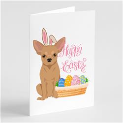 WDK4991GCA7P 5 x 7 in. Gold Chihuahua Easter Greeting Cards & Envelopes, Pack of 8