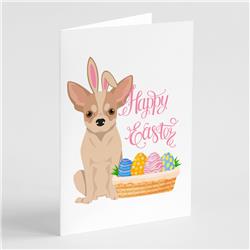 WDK4993GCA7P 5 x 7 in. Fawn & White Chihuahua Easter Greeting Cards & Envelopes, Pack of 8