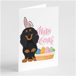 WDK4994GCA7P 5 x 7 in. Longhair Black & Tan Dachshund Easter Greeting Cards & Envelopes, Pack of 8