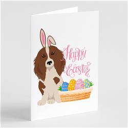 5 x 7 in. Longhair Red Pedbald Dachshund Easter Greeting Cards & Envelopes, Pack of 8