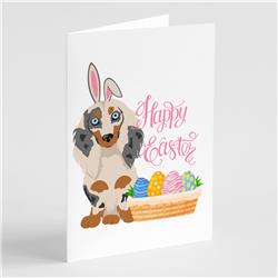 WDK4997GCA7P 5 x 7 in. Longhair Cream Dapple Dachshund Easter Greeting Cards & Envelopes, Pack of 8