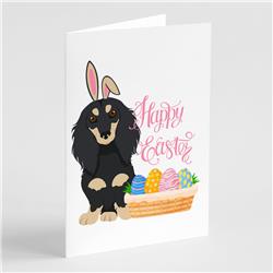 5 x 7 in. Longhair Black & Cream Dachshund Easter Greeting Cards & Envelopes, Pack of 8