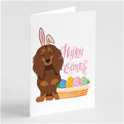 5 x 7 in. Longhair Chocolate & Tan Dachshund Easter Greeting Cards & Envelopes, Pack of 8