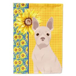 40 x 28 in. Summer Sunflowers White Boston Terrier Canvas House Flag