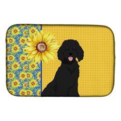 Picture of Carolines Treasures WDK5460DDM 21 x 14 in. Summer Sunflowers Standard Black Poodle Dish Drying Mat