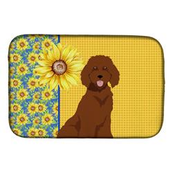 Picture of Carolines Treasures WDK5461DDM 21 x 14 in. Summer Sunflowers Standard Red Poodle Dish Drying Mat