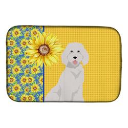 Picture of Carolines Treasures WDK5462DDM 21 x 14 in. Summer Sunflowers Standard White Poodle Dish Drying Mat