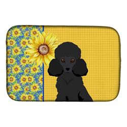 Picture of Carolines Treasures WDK5463DDM 21 x 14 in. Summer Sunflowers Toy Black Poodle Dish Drying Mat