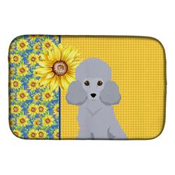 Picture of Carolines Treasures WDK5465DDM 21 x 14 in. Summer Sunflowers Toy Silver Poodle Dish Drying Mat