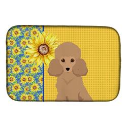 Picture of Carolines Treasures WDK5467DDM 21 x 14 in. Summer Sunflowers Toy Apricot Poodle Dish Drying Mat