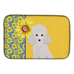 Picture of Carolines Treasures WDK5469DDM 21 x 14 in. Summer Sunflowers Toy White Poodle Dish Drying Mat