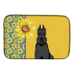 Picture of Carolines Treasures WDK5476DDM 21 x 14 in. Summer Sunflowers Black Schnauzer Dish Drying Mat
