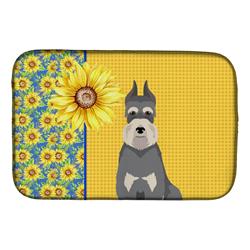 Picture of Carolines Treasures WDK5478DDM 21 x 14 in. Summer Sunflowers Salt Pepper Schnauzer Dish Drying Mat