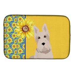 Picture of Carolines Treasures WDK5480DDM 21 x 14 in. Summer Sunflowers Wheaten Scottish Terrier Dish Drying Mat