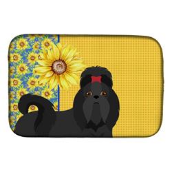 Picture of Carolines Treasures WDK5487DDM 21 x 14 in. Summer Sunflowers Black Shih Tzu Dish Drying Mat