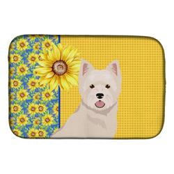 Picture of Carolines Treasures WDK5500DDM 21 x 14 in. Summer Sunflowers Westie West Highland White Terrier Dish Drying Mat
