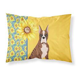 20.5 x 30 in. Summer Sunflowers Red Brindle Boxer Fabric Standard Pillowcase