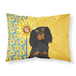20.5 x 30 in. Summer Sunflowers Black & Tan Cavalier Spaniel Fabric Standard Pillowcase
