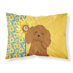 20.5 x 30 in. Summer Sunflowers Ruby Cavalier Spaniel Fabric Standard Pillowcase