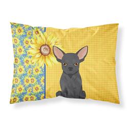 20.5 x 30 in. Summer Sunflowers Black Chihuahua Fabric Standard Pillowcase