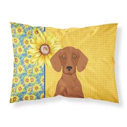 20.5 x 30 in. Summer Sunflowers Red Dachshund Fabric Standard Pillowcase