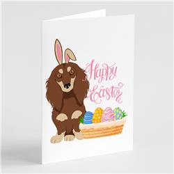 5 x 7 in. Longhair Chocolate & Cream Dachshund Easter Greeting Cards & Envelopes, Pack of 8