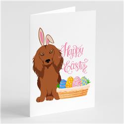 WDK5002GCA7P 5 x 7 in. Longhair Red Dachshund Easter Greeting Cards & Envelopes, Pack of 8