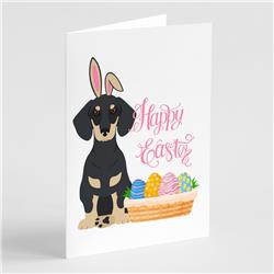 WDK5008GCA7P 5 x 7 in. Black & Cream Dachshund Easter Greeting Cards & Envelopes, Pack of 8