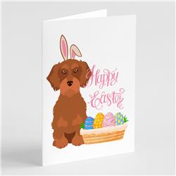 WDK5019GCA7P 5 x 7 in. Wirehair Red Dachshund Easter Greeting Cards & Envelopes, Pack of 8