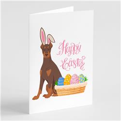 5 x 7 in. Red & Tan Doberman Pinscher Easter Greeting Cards & Envelopes, Pack of 8