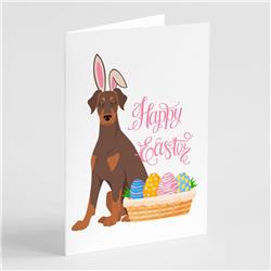 5 x 7 in. Natural Ear Red & Tan Doberman Pinscher Easter Greeting Cards & Envelopes, Pack of 8