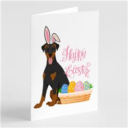 5 x 7 in. Natural Ear Black & Tan Doberman Pinscher Easter Greeting Cards & Envelopes, Pack of 8