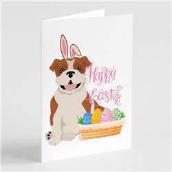WDK5027GCA7P 5 x 7 in. Red English Bulldog Easter Greeting Cards & Envelopes, Pack of 8