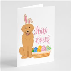 WDK5036GCA7P 5 x 7 in. Gold Golden Retriever Easter Greeting Cards & Envelopes, Pack of 8