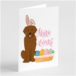 WDK5037GCA7P 5 x 7 in. Mahogany Golden Retriever Easter Greeting Cards & Envelopes, Pack of 8