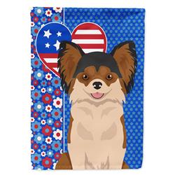 WDK5171CHF 40 x 28 in. Longhaired Black & Red Chihuahua USA American Canvas House Flag